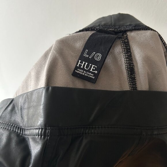 HUE faux-leather leggings Sz L - Picture 5 of 7